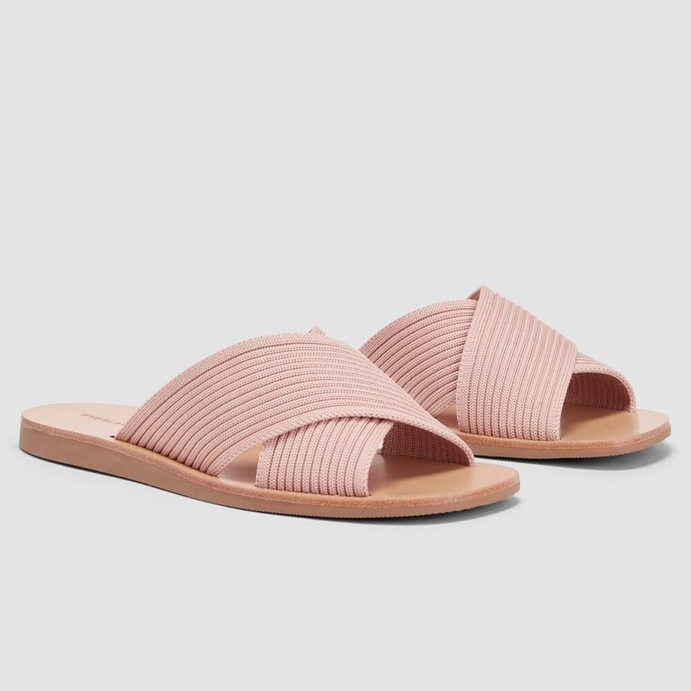 Everlane Day Crossover Sandal Pink Tan Knit Slide Sandals Size 7 - Picture 9 of 9